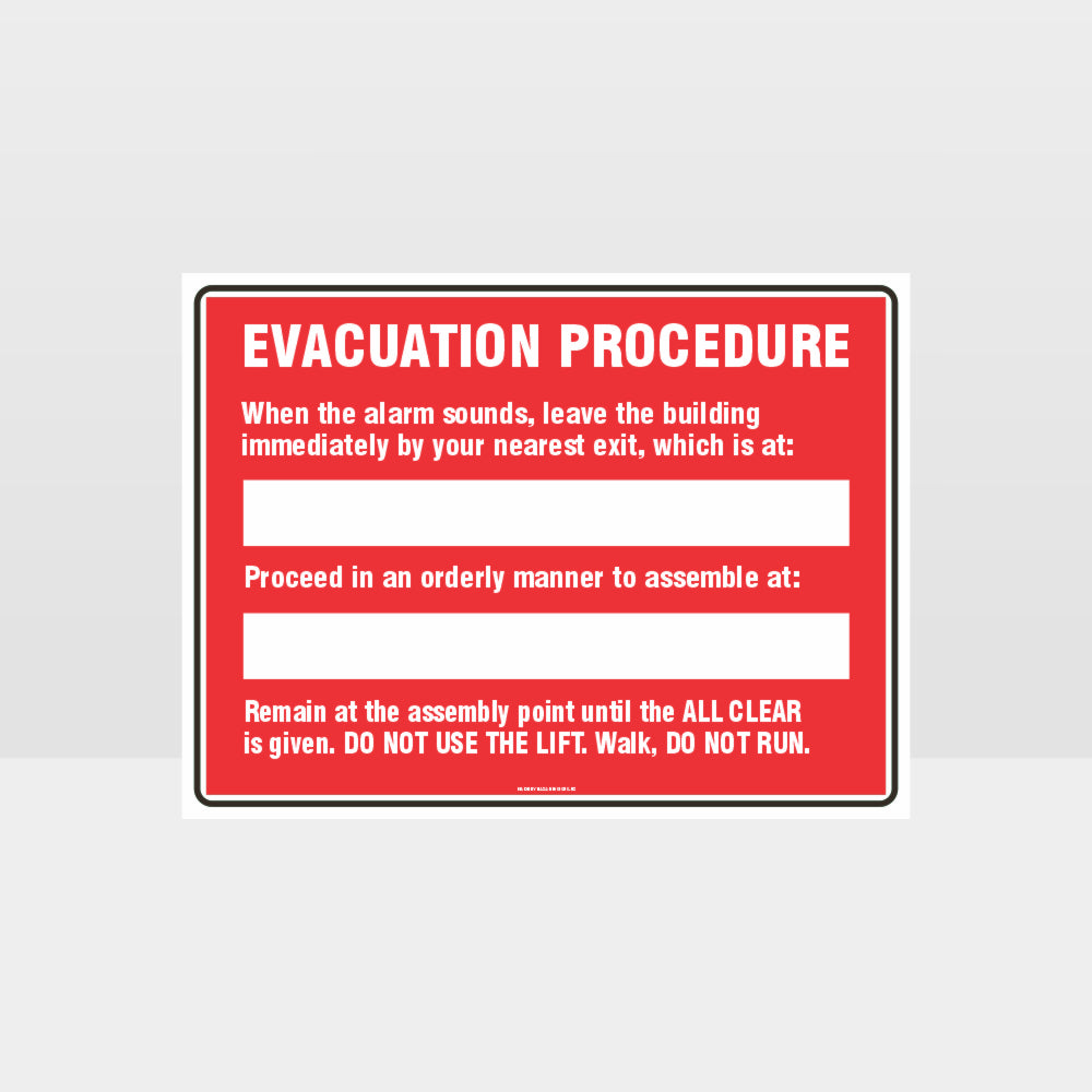 Customized Hazard Signs,Evacuation Procedure 02 Sign