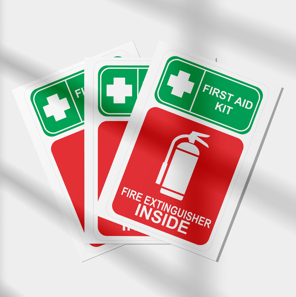 Customized Hazard Signs,First Aid Kit Fire Extinguisher Inside Labels