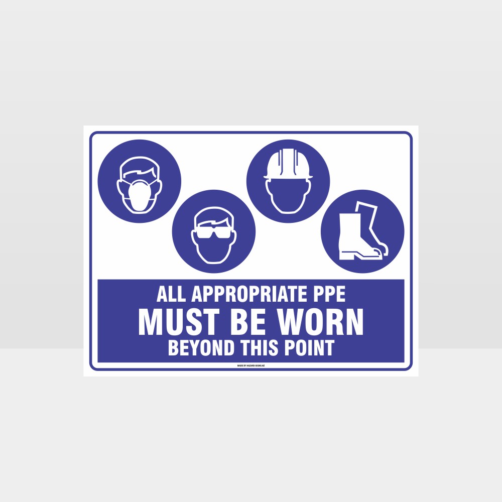 Custom Signs Outdoor Metal,All Appropriate Ppe Must Be Worn Beyond This Point M+Eye+H+F