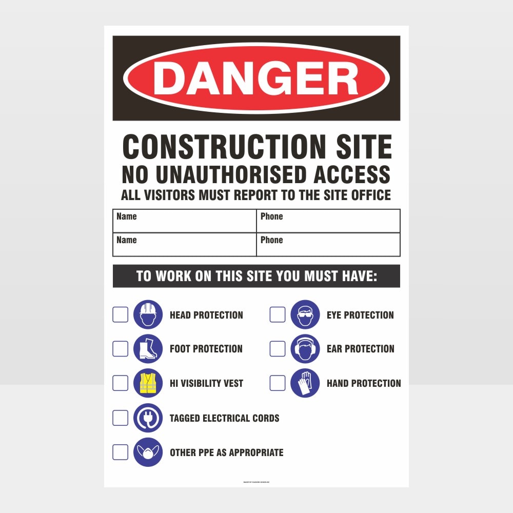 Custom Metal Sign,Danger Construction Site Large Sign 01