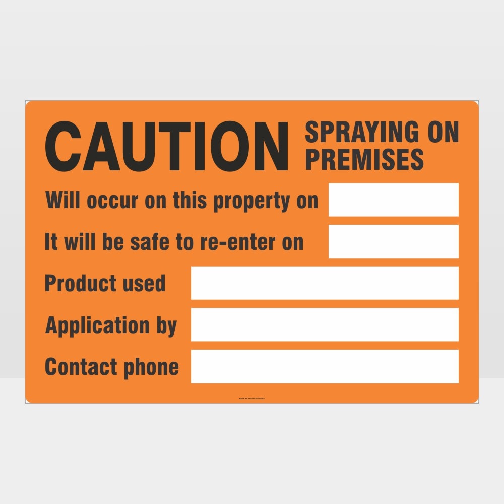 Customized Safety Signs,Caution Spraying On Premises Sign