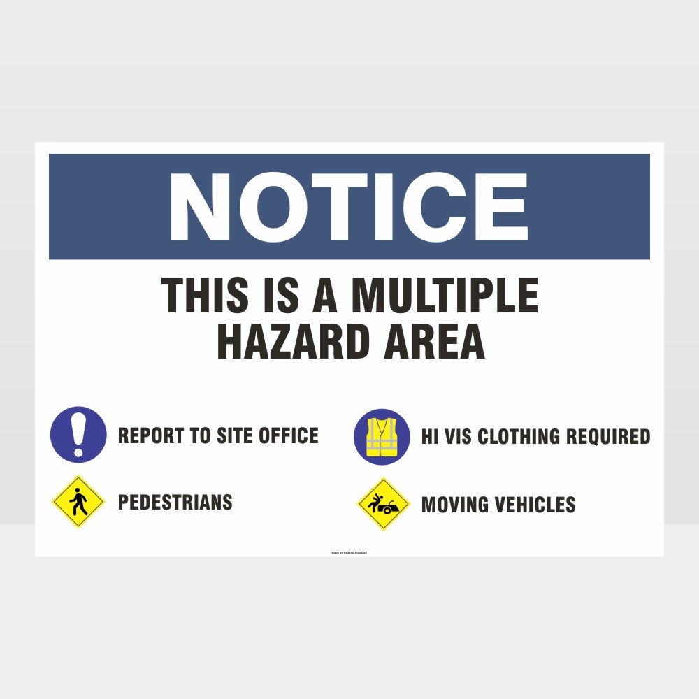 Custom Yard Signs,Notice Multiple Hazard Sign