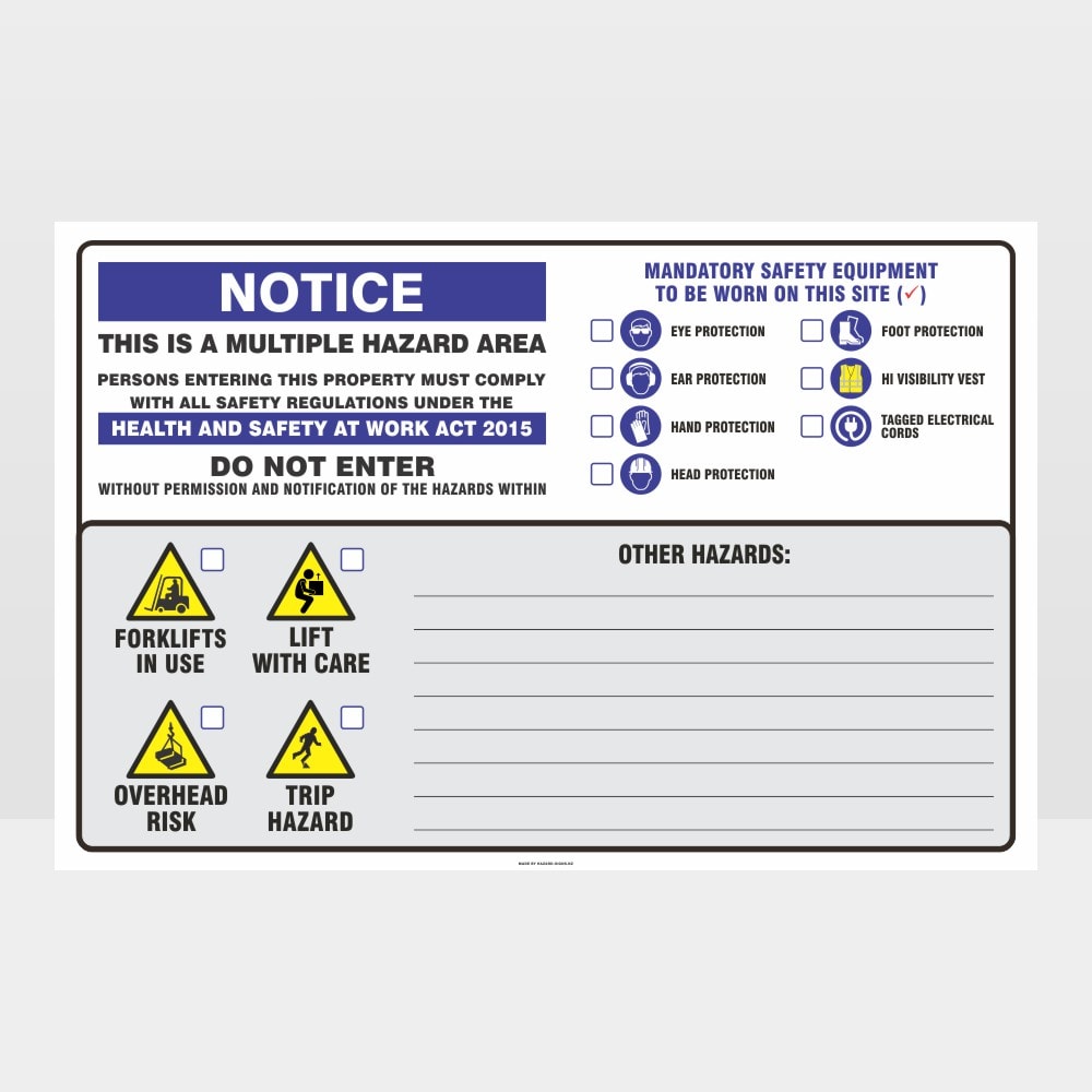Custom Signs Outdoor Metal,Notice Multiple Hazard Area Landscape 01 Sign