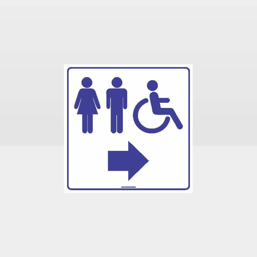 Custom Signs For Business,Male Female Accessible Toilets Right Arrow White Sign