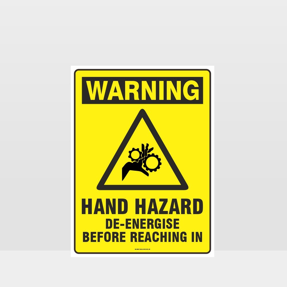 Custom Yard Signs,Warning Hand Hazard De-Energise Sign