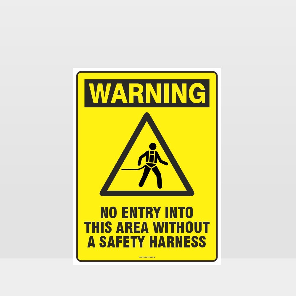 Custom Gate Signs,Warning No Entry Without Safety Harness Sign